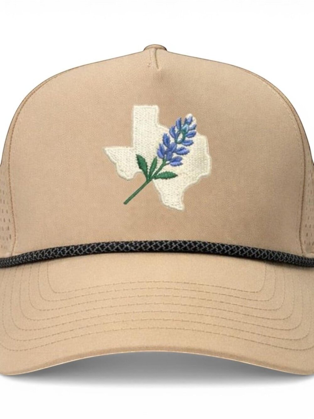 Texas Bluebonnet Embroidered Hat Tan Sport Mad Capper